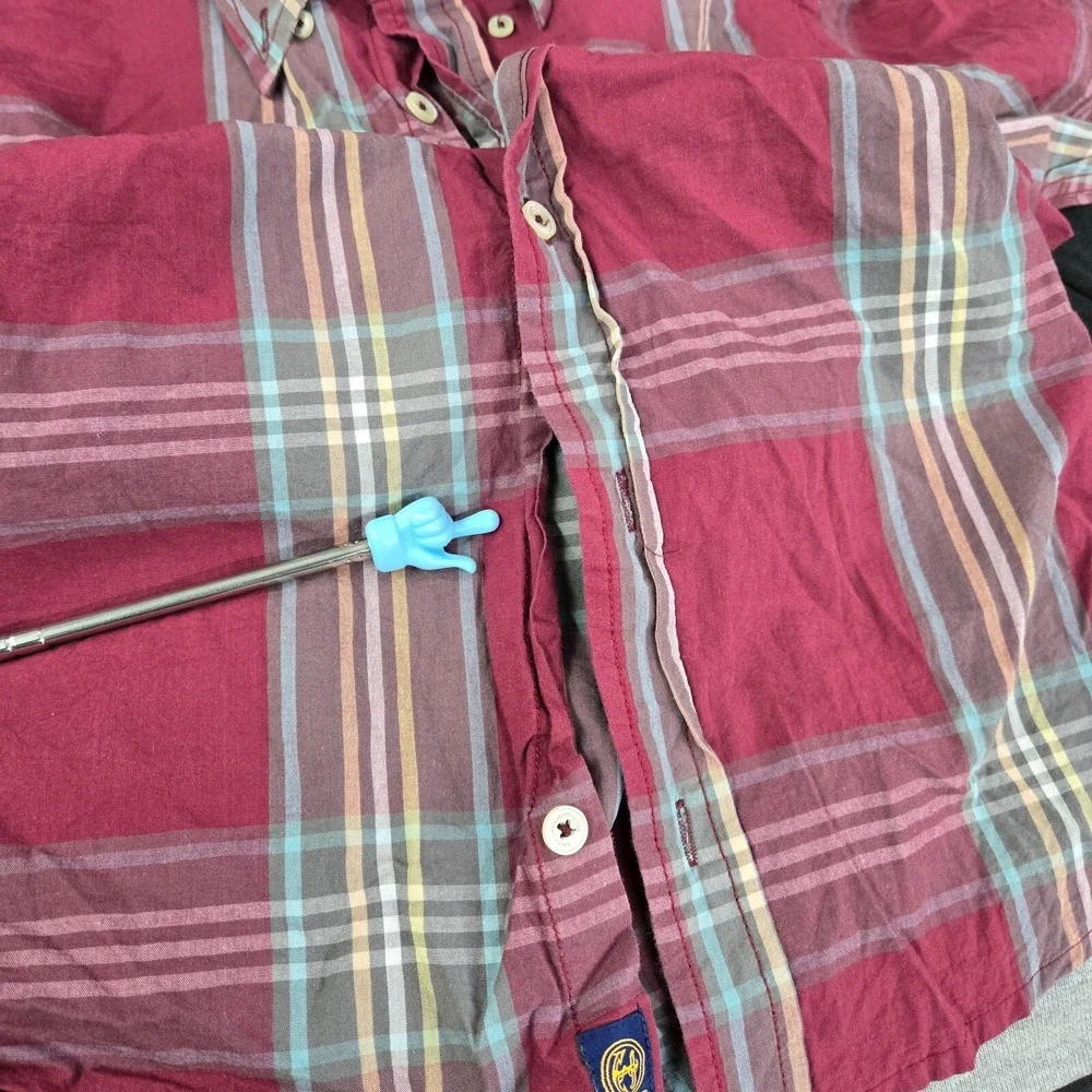 Ralph Lauren Men Button Up Shirt Medium Red Plaid Classic Fit Long Sleeve READ